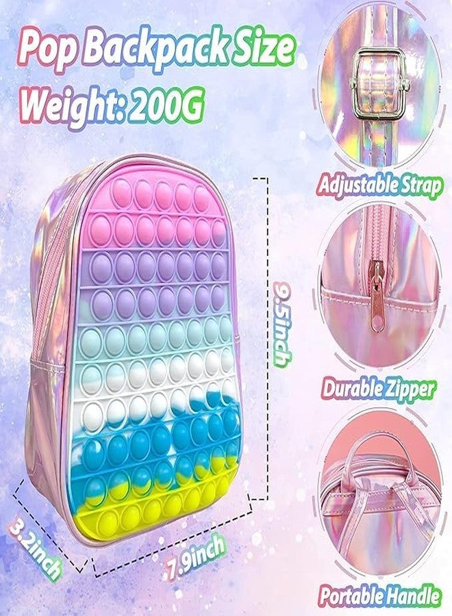 Prisma Collections Pop It Ba,g Fully Silicon Casual Backpack, Girls Unicorn Mini Ba,g, Girls/Kids Birthday Gift Party Favors Picnic with Adjustable Strap, Pop It Fidget Toy Ba,g, Aqua Blue_P - Image 2